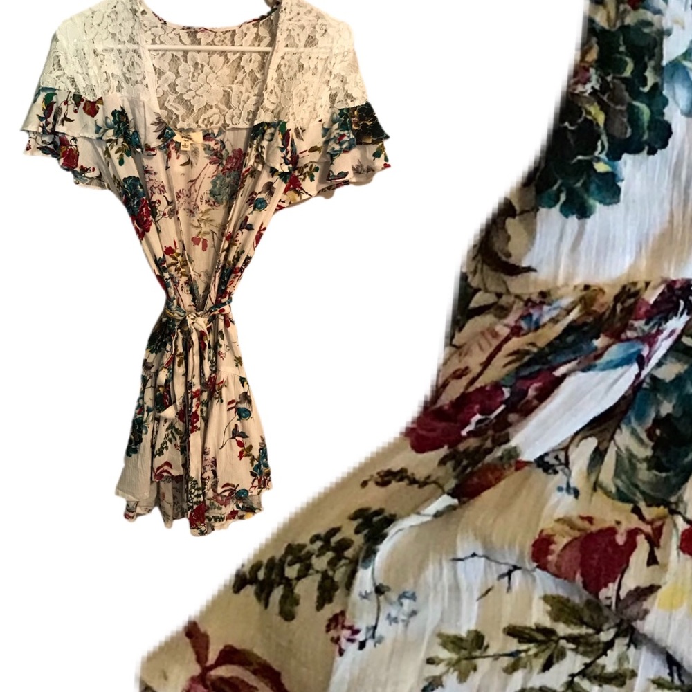 Entro brand thin floral cardigan with tie